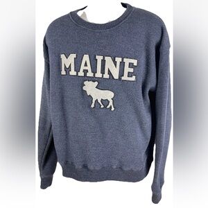 Harrisburg Trading Co Maine Pullover Sweater Men's Large Moose Crew Neck Gray